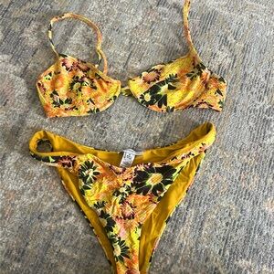 Something Navy Yellow Floral Bikini Bottoms